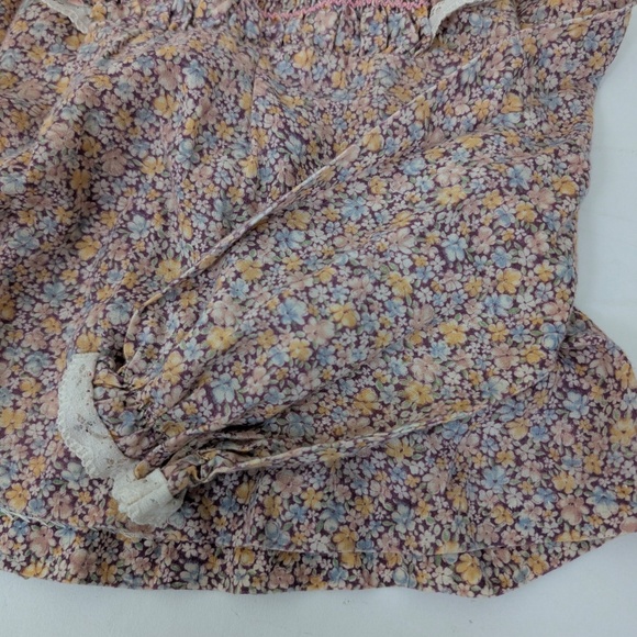 3T 70's Boho Blouse Lace Trim Ruffles Long Sleeve Balloon - Picture 6 of 8